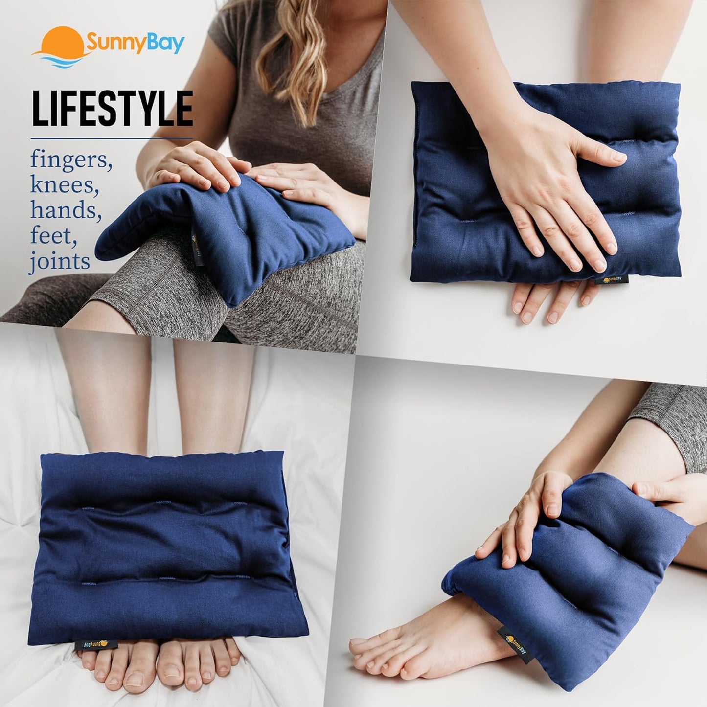 SunnyBay USA-Made 4-lbs Lava Sand Microwave Heating Pad with Organic Cotton Fabric for Cramps and Body Pain, Superior Heat Retention, Washable, Odorless, Weighted, 8x12 Inches