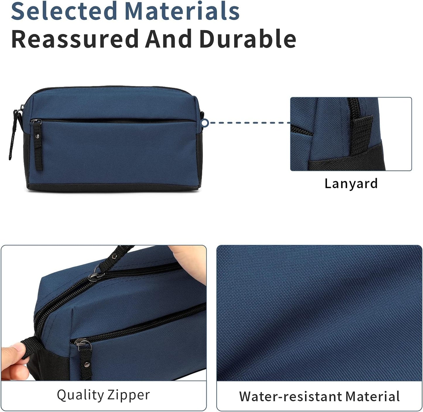 BuyAgain Toiletry Bag, Toiletry Travel Bathroom Bag Waterproof Cosmetic Make up Pouch Dopp Kit For Men or Women, Denim Blue