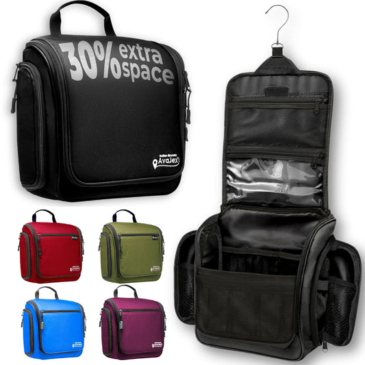 Travel Toiletry Bag for Men and Women - (10.6”x10.6”x3.2”) Large Hanging Toiletry Organizer - Waterproof Hygiene Bag with Metal XXL Swivel Hook, with Sturdy Zippers and 15 Compartments for Toiletries