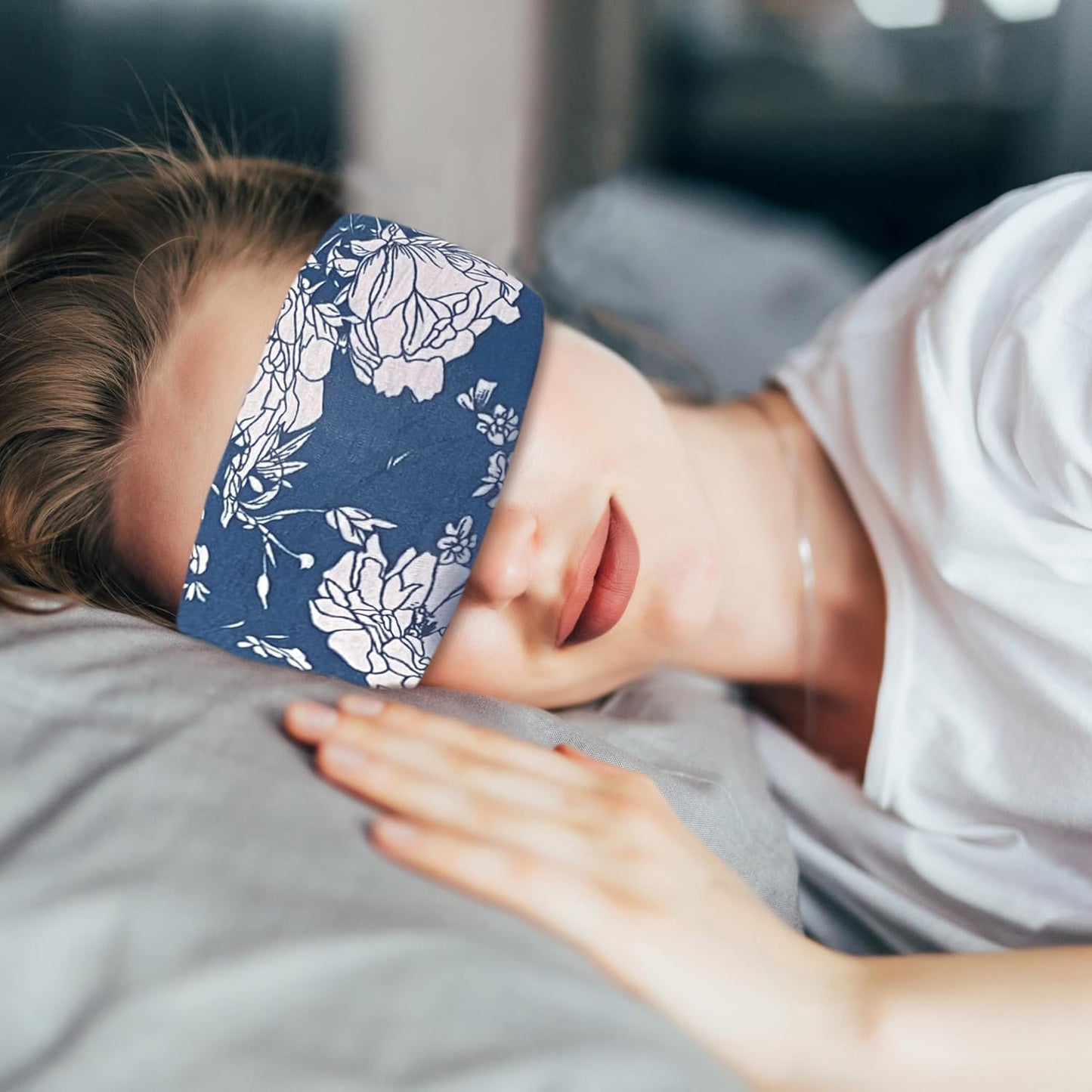 Crimmy Migraine Headache Relief Cap, Cooling Gel Headband Neck Wrap Hat Mask, Soothing Ice Pack Head Face Cold Compress for Tension Stress & Hangover (ice Grey Pink Flowers)