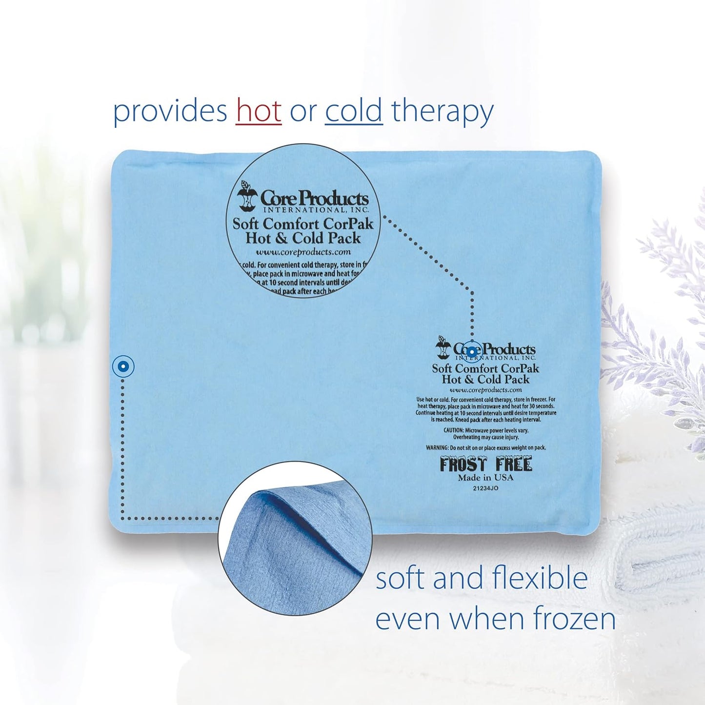 Core Products Soft Comfort CorPak, No Frost Hot and Cold Therapy Pack - 10" x 13", Made in The USA- 2 Pack