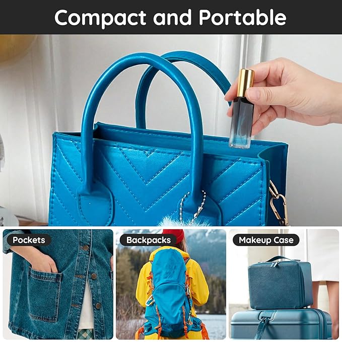 Segbeauty Travel Perfume Atomizer Refillable, 5 Packs 10ML Glass Spray Bottle for Perfume,Mini Portable Bottles Empty Fine Mist Sprayer Fragrance Cosmetic Container Kit Essentials, Gradient Blue-gold