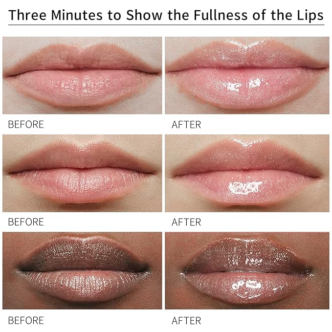 DEROL Lip Plumper Set, Lip Plumper Gloss, Natural Lip Plumper and Lip Care Serum, Lip Enhancer for Fuller, Lip Mask, Beautiful Fuller, Hydrating & Reduce Fine Lines Day&Night, 5.5ml (WS002)