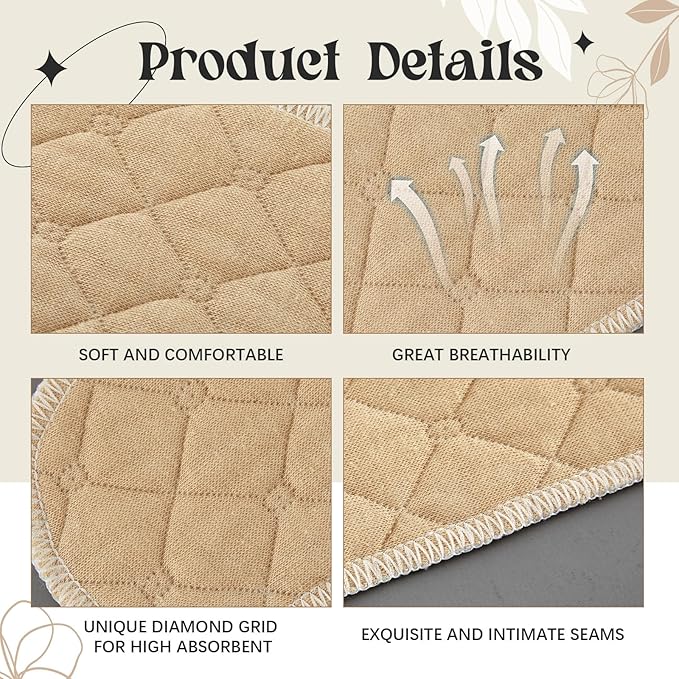 Toulite 20 Pcs Bra Liners for Sweat 18x3 Inch 3 Layer Washable Rectangle Cotton Under Breasts Pads for Women Absorb Sweating