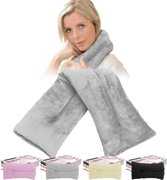 Microwavable Heating Pads for Winter Warmth, Back, Stomach & Head Comfort – Kalore Neck Wrap with Velboa Faux Fur Cover – Even Heat Distribution Hot Compress Bag – Wheat Heat Pad – Unscented – Gray