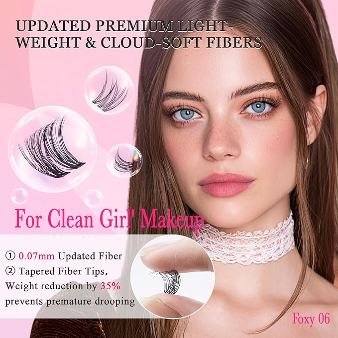 Nova Lash Clusters Kit - 360 pcs Lash Clusters Natural Look Invisible Band Eyelash Clusters Lash Extension Kit with Bond and Seal 0.07D D Curl WideSpan Cluster Eyelash Extension Kit 8-16mm DIY at Home