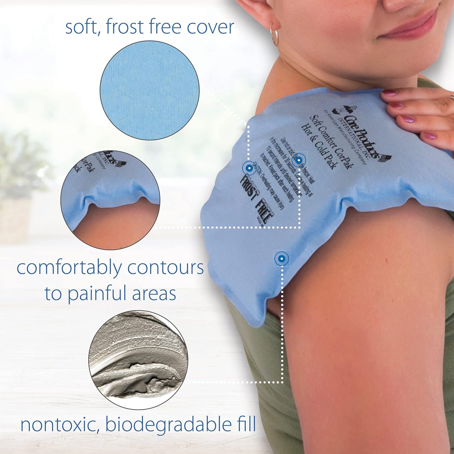 Core Products Soft Comfort CorPak, No Frost Hot and Cold Therapy Pack - 6" x 10", Made in The USA- 2 Pack