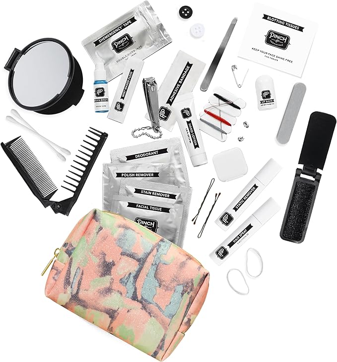 Pinch Provisions Shemergency Kit for Her, 40 Emergency Essential Items, Compact, Multi-Functional Pouch, Gift for Women, Birthday, Bachelorette Parties, and More!