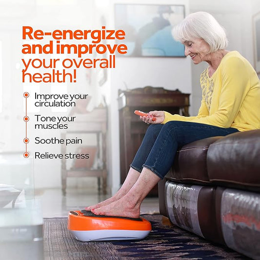 Power Legs Electric Foot Massager Machine with Remote Control, Adjustable Speed, Vibration - Calf Massager - Feet Massager for Neuropathy Pain Relief, Plantar Fasciitis, Leg Blood Circulation (Orange)