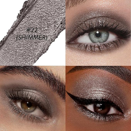 Dark Taupe Shimmer Eyeshadow Stick, Waterproof Cream Eye Shadow Pencil Long-Lasting Crease-Proof Glitter Eyeshadow Crayon Smooth High Pigmented Highlighter Neutral Eye Shadow Liner Makeup