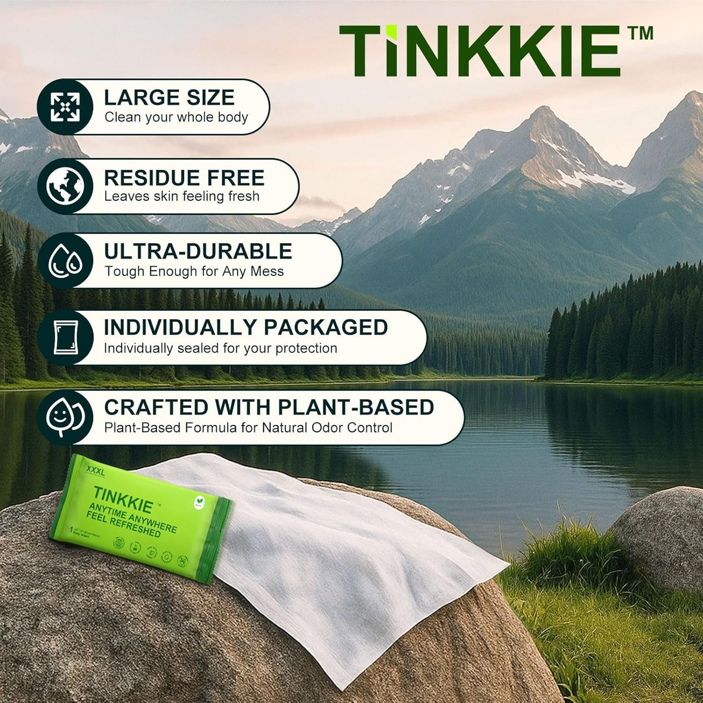 5X Larger Extra Large Body Wipes for Bathing No Rinse 6 Pack, Cooling Travel Pack for Outdoors Sports, Portable Disposable Body Cleansing Towelettes, Great for Gym, Camping