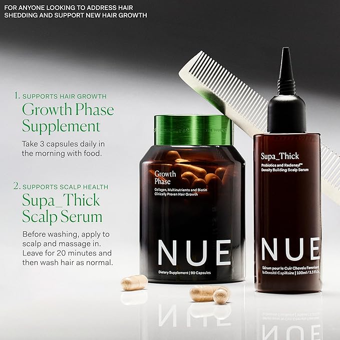 The Nue Co. SUPA THICK Topical Hair Supplement, Supports Hair Growth and Reduces Shedding, Scalp Serum for Hair Density, Vegan, 4 oz / 100 mL