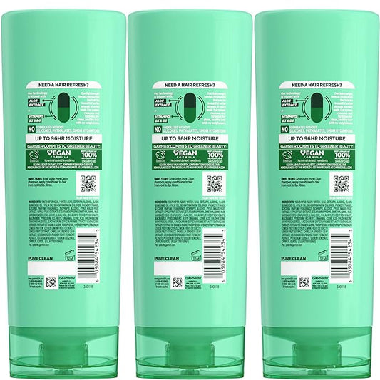 Garnier Fructis Pure Clean Hydrating Conditioner, 12 Fl Oz, 3 Count (Packaging May Vary)