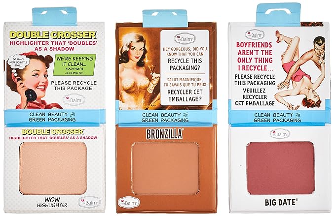 Clean and Green by the Balm for Women - 5Pc 0.1ozBig Date Blush, 0.1oz Bronzilla Bronzer, 0.1oz Double Crosser Wow Highlighter, 0.27oz Nuit Mascara in Extra Black, 0.39Anne T. Dotes Primer