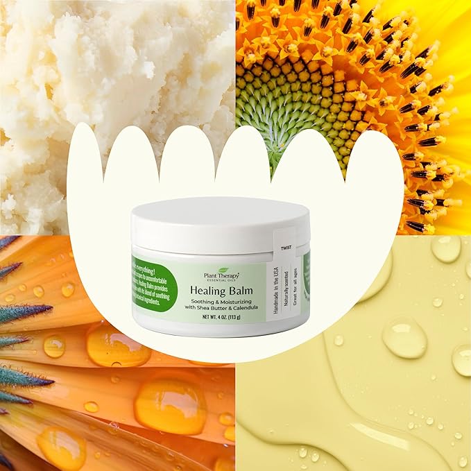 Plant Therapy Healing Balm 4 oz 100% Pure & Natural, Nutrient-Rich Botanical Formula, Soothing Ingredients: Shea Butter, Tamanu Oil, and Calendula Extract