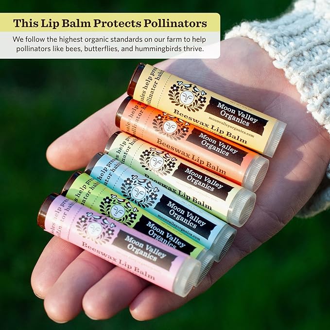 Moon Valley Organics Beeswax Lip Balm for Moisturizing Lips and Cuticles (VELVETY VANILLA, 3-Pack)