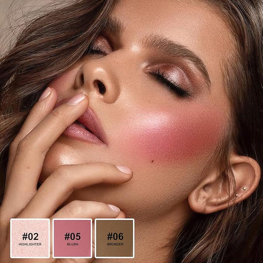 Lezero 3Pcs Contour Stick Makeup Kit, Shades with Highlighter, Blush and Bronzer Stick for Sculpt the Face and All Skin Type, Long Lasting, Smooth, Dewy & Matte Finish, LIGHT MEDIUM