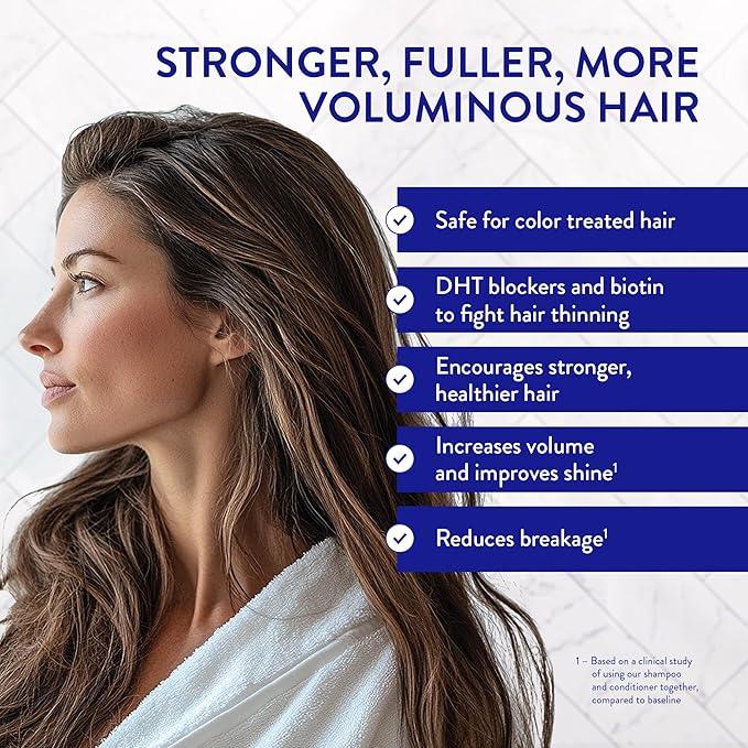 Routine Wellness Anti-Thinning Shampoo and Conditioner Set for Thinning Hair - Biotin DHT Blocker Women & Men - Color Safe Shampoo for Hair Loss & Healthier Hair - Coconut & Vanilla (Pack of 2)