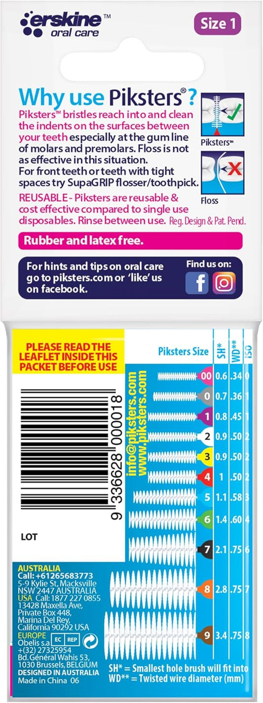 Piksters Interdental Brushes, Size 1, Purple Handle