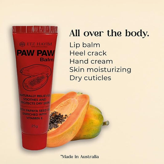 Paw Paw Ointment 25g - Pack of 6 Multi-Purpose Balm, for Lips, Skin, Hair, Cuticles, Nails and Beauty Finish. Made in Australia. Papaw enriched with vitamin E.