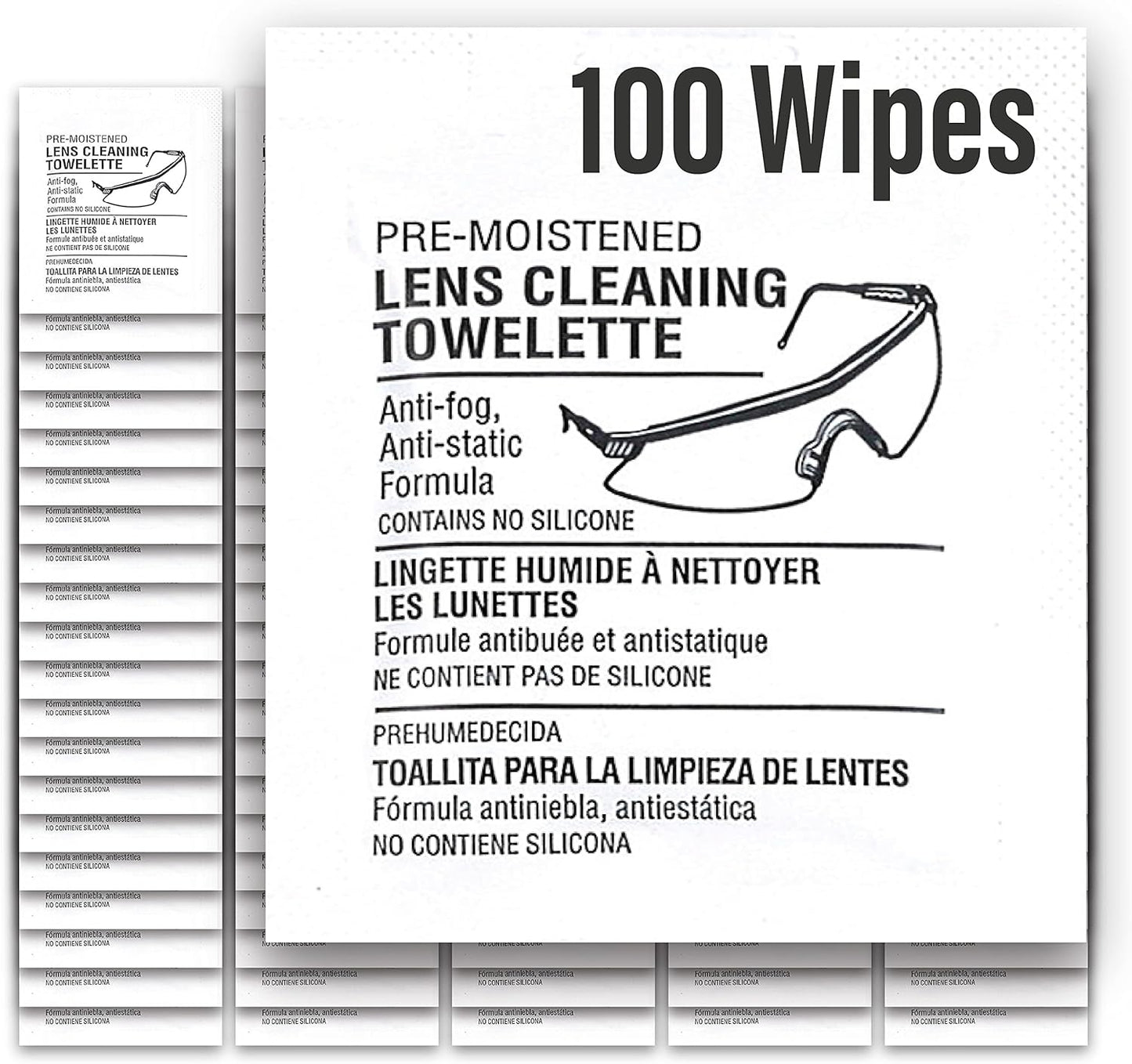 Lens Cleaning Towelettes | Pre-moistened | No Silicone | Defogging Cleaning Wipes for Glasses, Laptops & Computer Screens, Smart Phones, Optical Lens, Goggles, Watch Screen and More l 100 Count