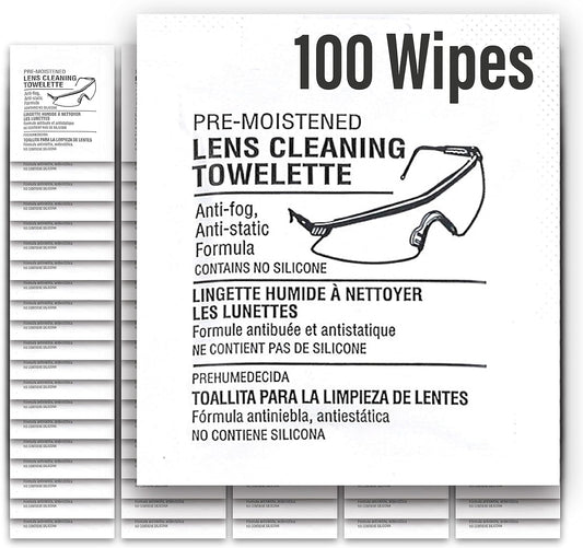 Lens Cleaning Towelettes | Pre-moistened | No Silicone | Defogging Cleaning Wipes for Glasses, Laptops & Computer Screens, Smart Phones, Optical Lens, Goggles, Watch Screen and More l 100 Count