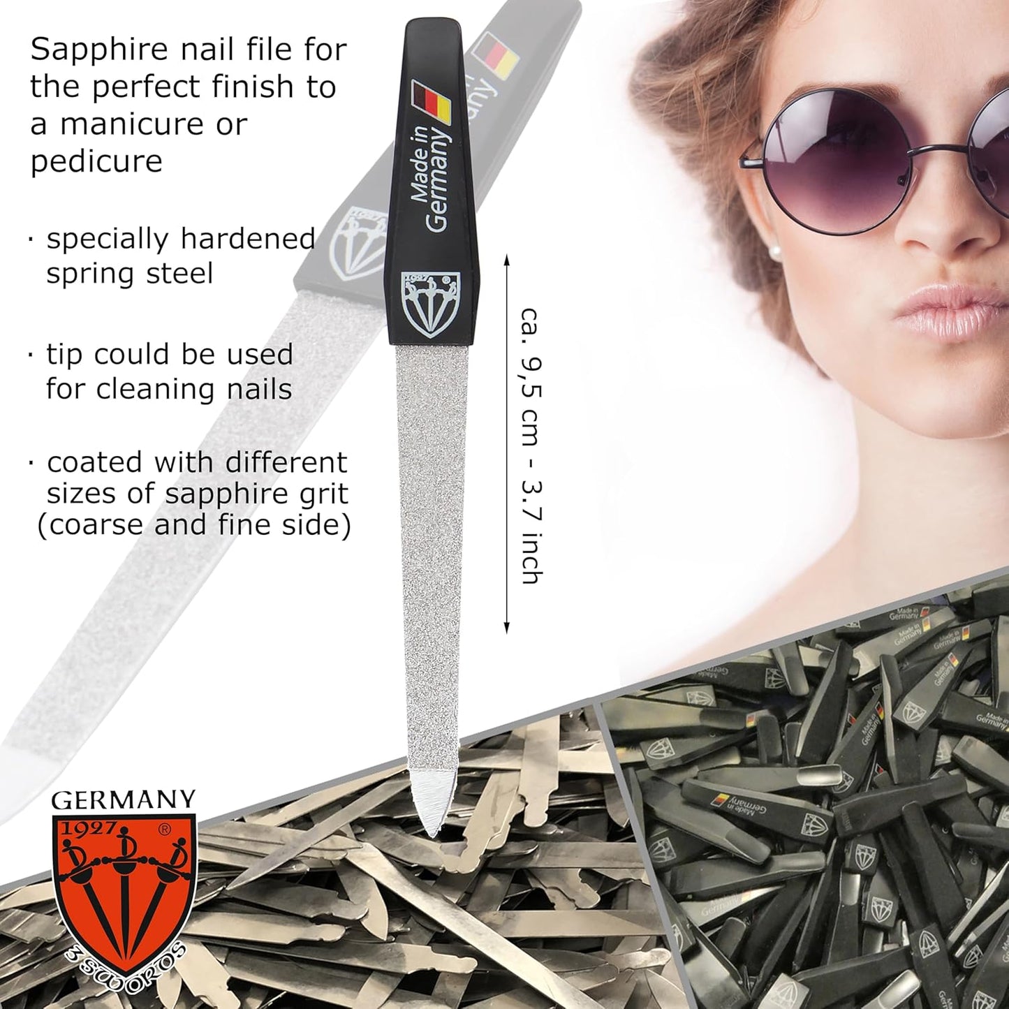 3 Swords Germany - brand quality 3 piece manicure pedicure grooming kit set for professional finger & toe nail care tool clipper fashion leather case in gift box, Made by 3 Swords (6233)