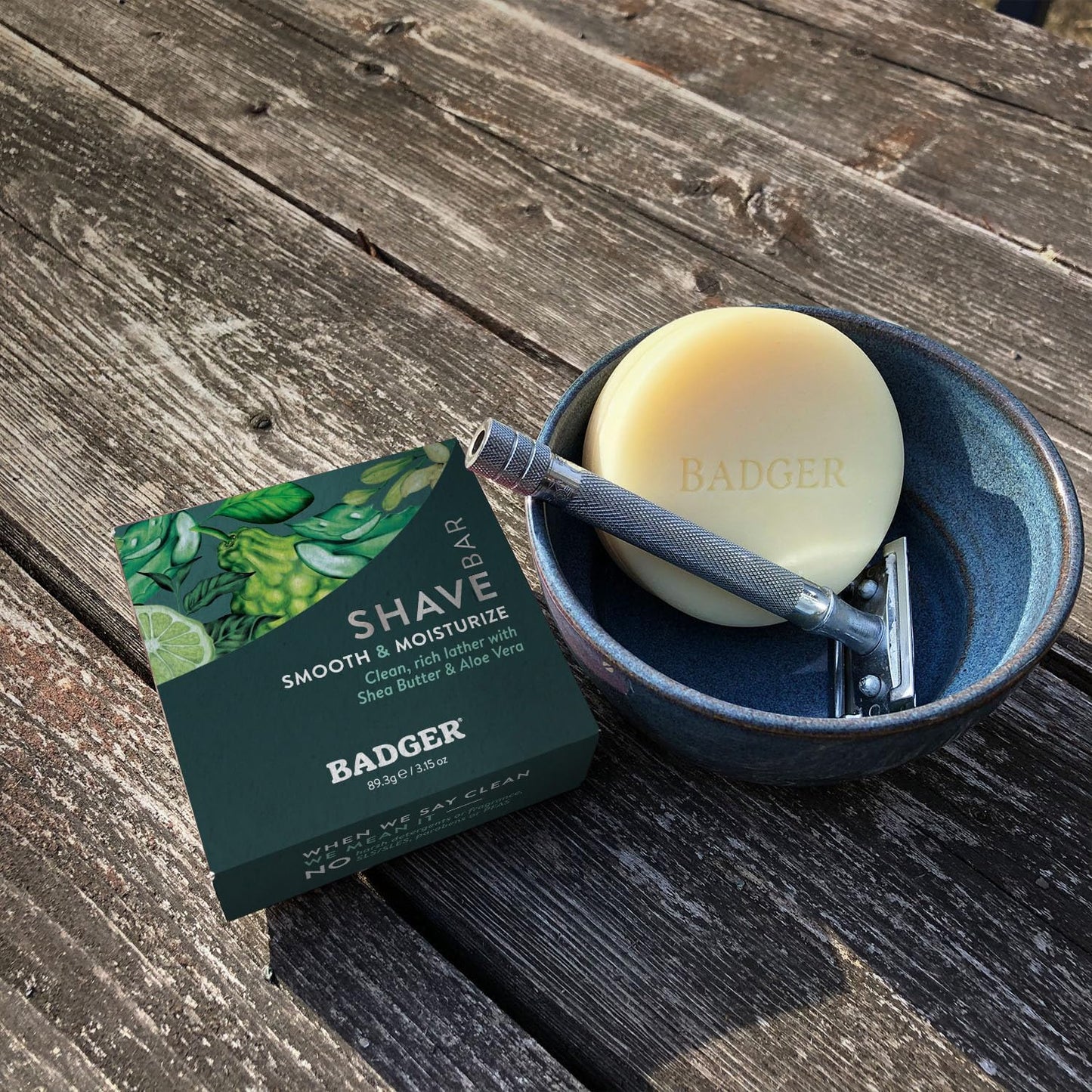 Badger Shaving Soap Puck, Organic Moisturizing Shave Soap Bar, Rich Lasting Lather, Light Natural Scent, Plastic Free & Vegan Shave Soap for Men & Women, 3.15 oz Bar