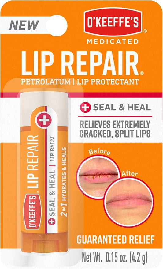 O'Keeffe's Medicated Lip Repair Seal & Heal Lip Protectant, Stick, (Pack of 2)