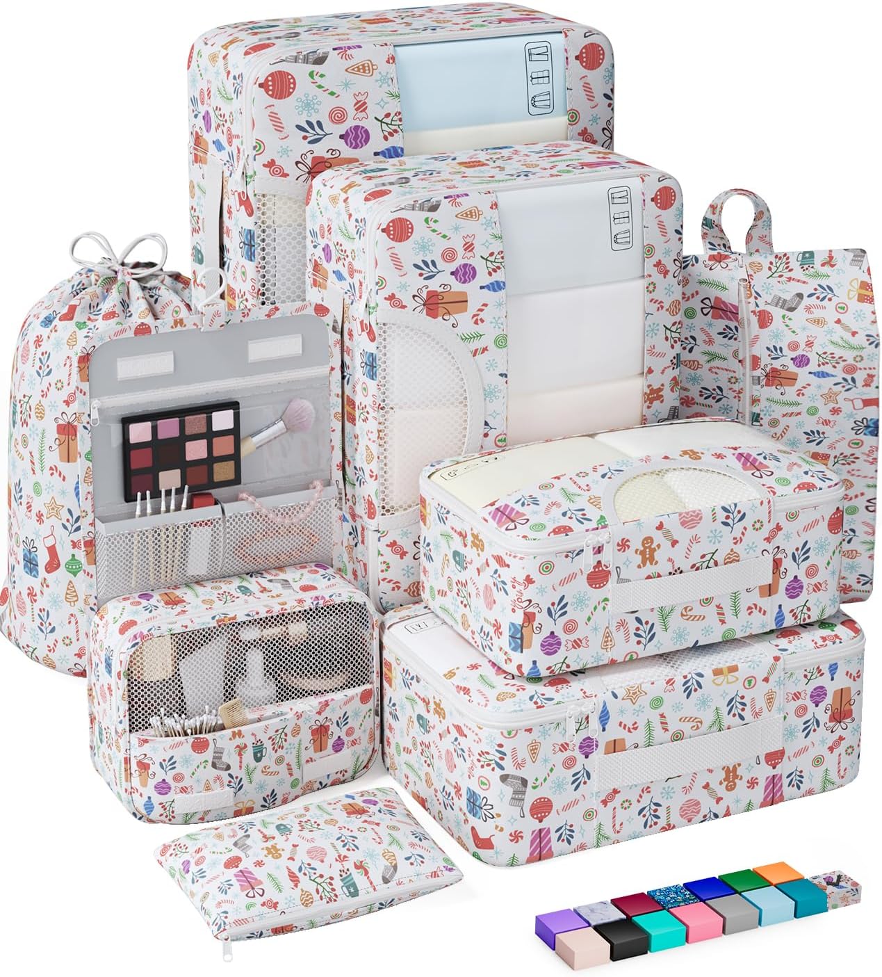 Veken 8 Set Packing Cubes for Travel Kids, Beach Vacation Essentials Accessories for Cruise Ship, Suitcase Organizer Bags for Luggage with Hanging Toiletry & Shoe Bag, Birthday Gifts for Women Mom Her