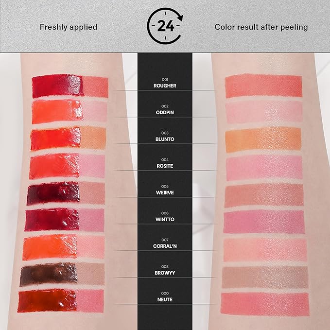 Liptique Korean Lip Stain Peel Off - 24 Hour Long Lasting Lip Tattoo, Waterproof & Transfer Proof, Nourishing & Hydrating Lip Tint for Women, Instant Plumping Lip Tints Peel Off (007 CORRAL'N)