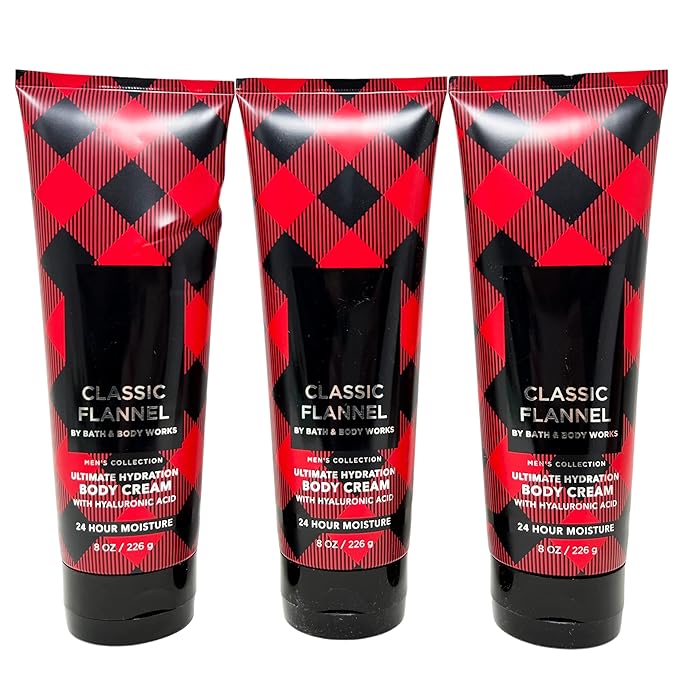 Men's Collection Classic Flannel Trio Gift Set - Includes 3 Ultimate Hydration Body Cream - Full Size