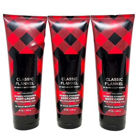 Men's Collection Classic Flannel Trio Gift Set - Includes 3 Ultimate Hydration Body Cream - Full Size