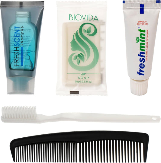 Moda West 24 Kits - Bulk Case of Wholesale Basic Toiletry Kits for Men, Women, Travel, Charity