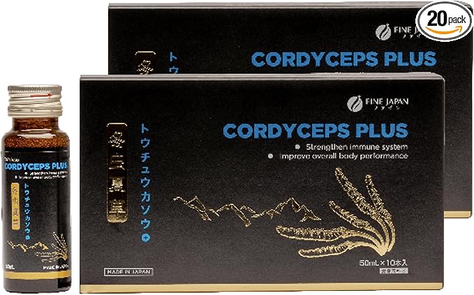 FINE JAPAN Cordyceps Plus: Premium Cordyceps Mushroom Extract and Macadamia Blend - Smart Drops Adaptogenic Mushrooms, Organic Mushroom Supplement for Energy & Immunity, Liquid Cordyceps (Pack of 20)