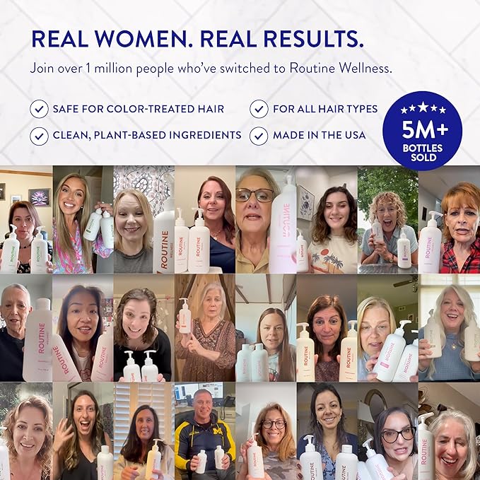 Routine Wellness Anti-Thinning Shampoo for Thinning Hair - Biotin DHT Blocker Women & Men - Color Safe Shampoo for Hair Loss & Healthy Hair - Lavender & Cedar - 14oz