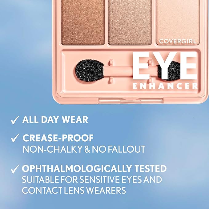 COVERGIRL Eye Enhancer, Sweet Plum, Eyeshadow Trio, Easy to Wear, Clean & Vegan, Talc-Free, Matte & Shimmer Finishes, Smudge-Proof, 0.14oz