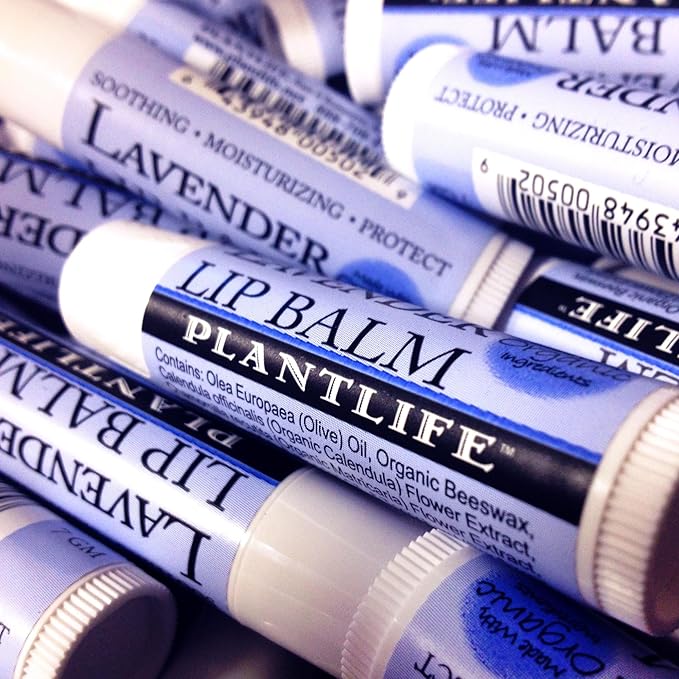 Plantlife Lavender Lip Balm - Organic Lip Balm Made with Beeswax, Calendula & Chamomile to Create the Most Soothing Lip Balm for Chapped Lips - Helps Moisturize Lips & Cuticles - Made in California