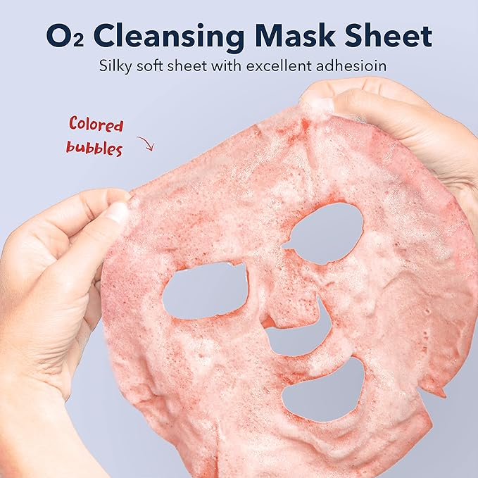 Purederm Deep Purifying Pink O2 Bubble Mask Peach (5 Pack) – Bubble Face Sheet Mask for Purifying & Moisturizing