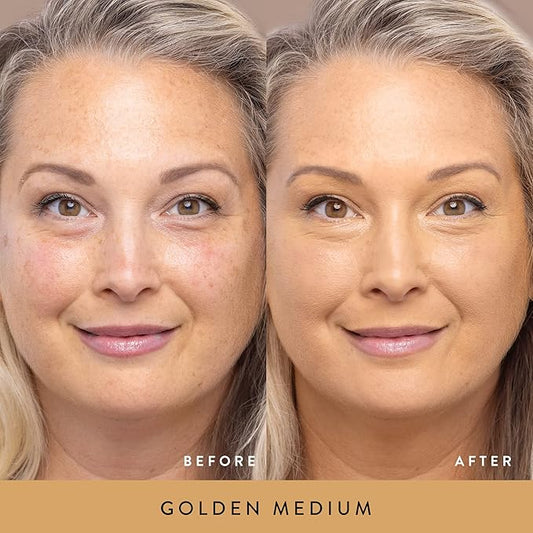 LAURA GELLER NEW YORK Double Take Liquid Foundation | Medium to Full Coverage, Natural Matte Finish, Golden Medium