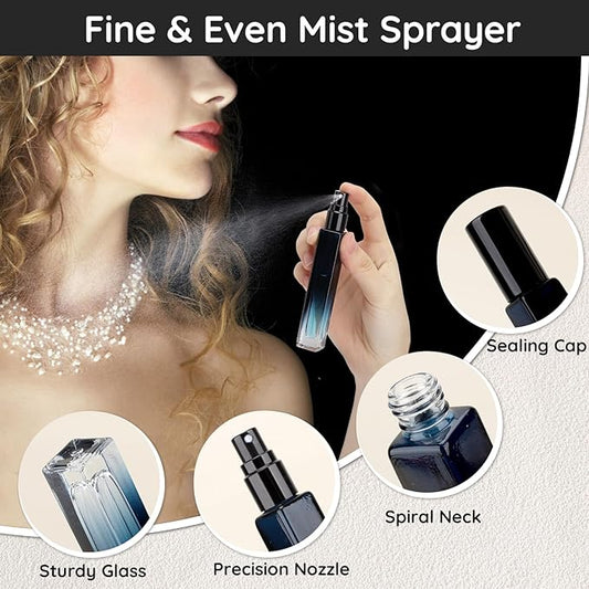 Segbeauty Travel Perfume Bottle, 5 Pack of 10ML Empty Refillable Glass Atomizer, Portable Cologne Dispenser Spray Bottle Travel Size Sample Bottles Sprayer Making Kit Gradient Blue