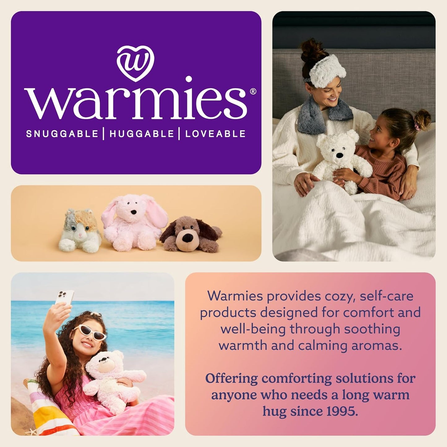 warmies Microwavable Neck & Shoulder Wrap - Heating & Cooling Plush Pad for Calming Relaxation - Weighted & Heated Neck Warmer with Scented Lavender - Microwave Heat Pad for Aches & Pain - Bunny