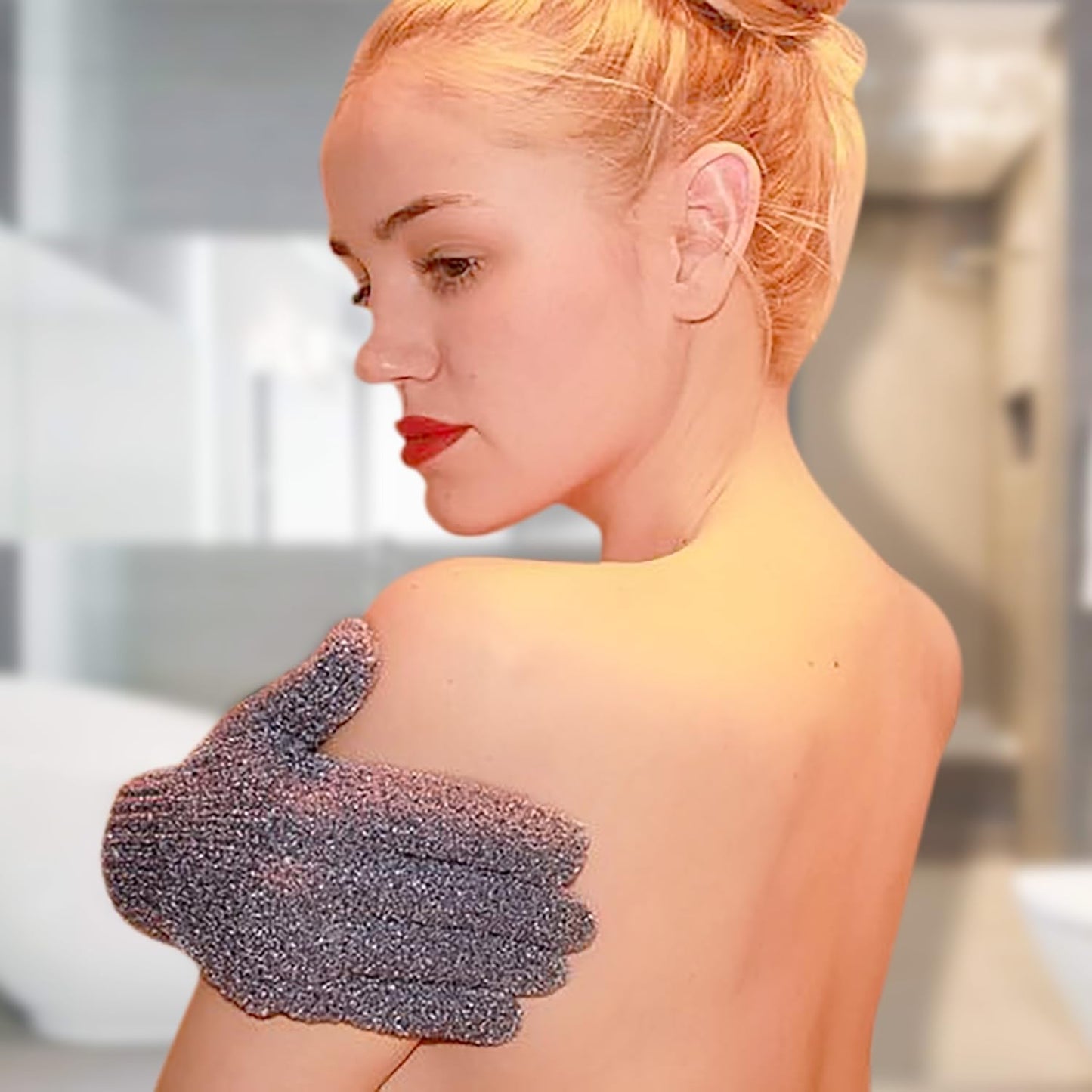 Evridwear Exfoliating Dual Texture Bath Gloves for Shower, Spa, Massage and Body Scrubs, Dead Skin Cell Remover, Gloves with Hanging Loop (2 Pairs Heavy)