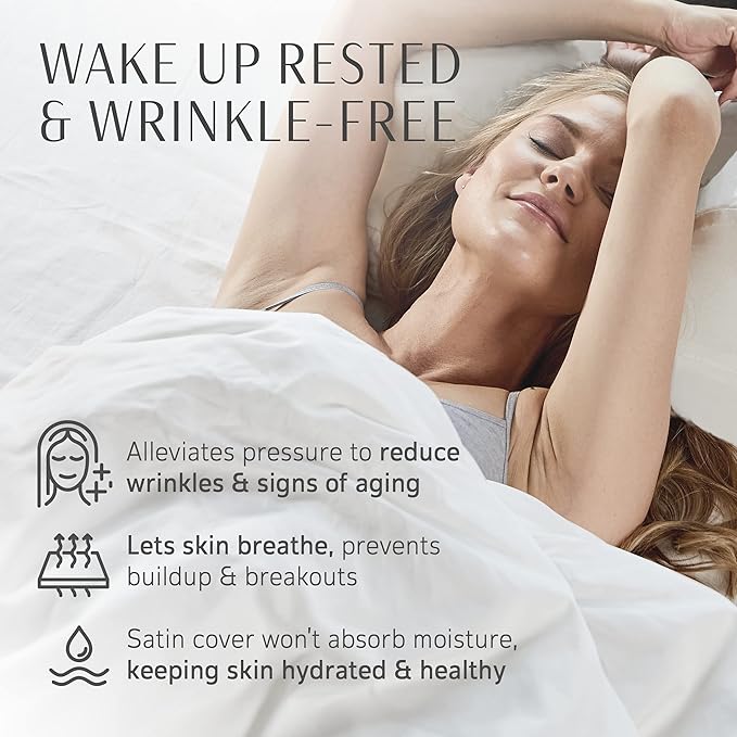 YourFacePillow - Ergonomic Cervical Memory Foam Pillow for Back Sleeping - Neck & Shoulder Support - Best Sleep Alignment - Large with Satin Case