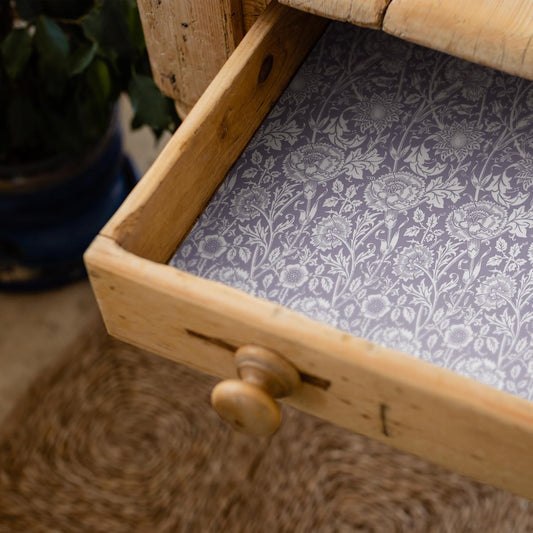Lilac Scented Drawer Liners in a Purple William Morris Design | Pack of 5 Folded Sheets | Contains Essential Oils | Made in The UK.