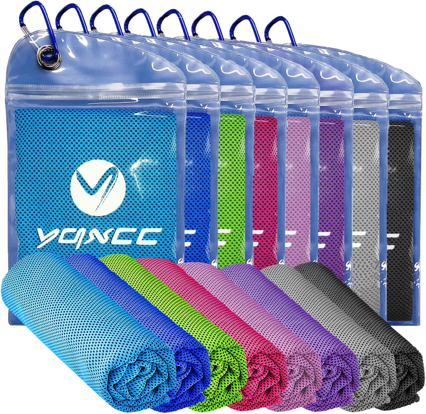 YQXCC Cooling Towels | 8 Pack 47"x12" | Ice Cool for Neck | Microfiber Soft Breathable Chilly | for Yoga, Sports, Golf, Gym, Camping, Running, Fitness, Workout & More Activities