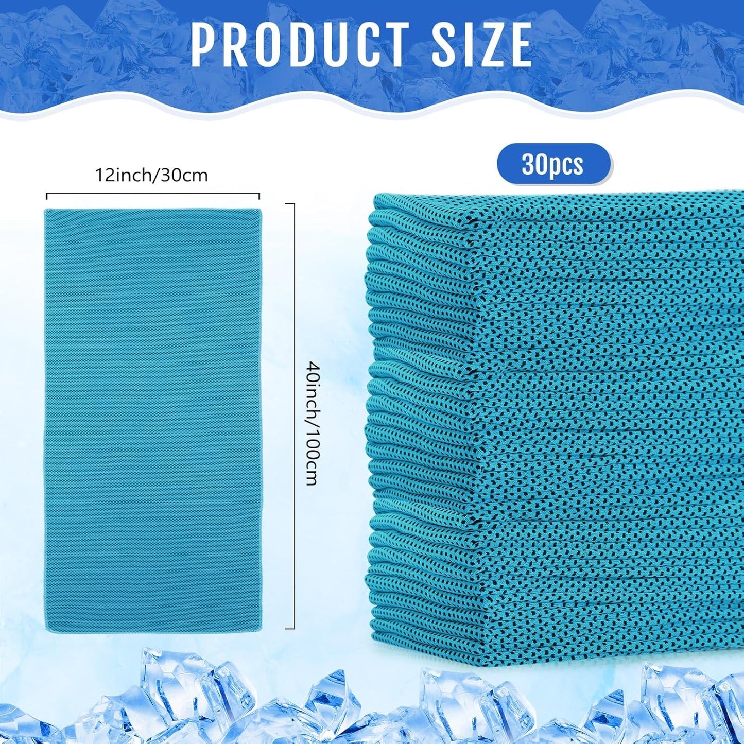 Hosuly 30 Pack Cooling Towels, 40"x12" Ice Breathable Soft Chilly Sweat Rag Microfiber Workout Rags for Gym Cooling Towels for Neck and Face for Yoga Golf Sport Running