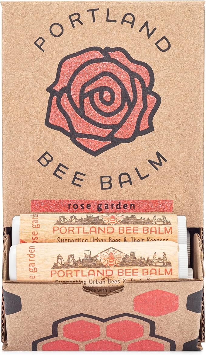 Portland Bee Balm All Natural Handmade Beeswax Based Lip Balm, Rose Garden 24 Count