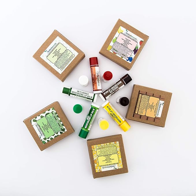 Unscented Lip Balm - 100% Natural Fragrance Free Moisturizing Lip Care for All Day Hydration - Original Beeswax, Shea Butter, Jojoba Oil, Vitamin E Infused - Pack of 4