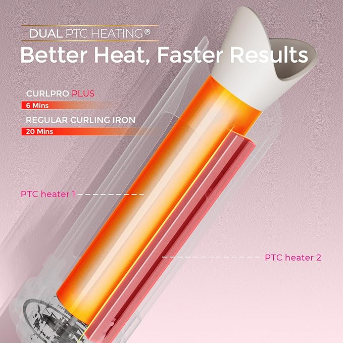 Upgraded Automatic Rotating Curling Iron - TYMO CurlPro Plus Long Barrel Curling Wand for Long Hair, Ceramic Hair Curler for Women, Anti-Scald, Tangle-Free, 600M Ionic, Dual Voltage,Gold Blush, 1 Inch